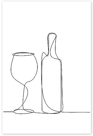 Un bicchiere di vino Poster 90 x 130 cm Nero e Bianco Quadri Decorazione per pareti