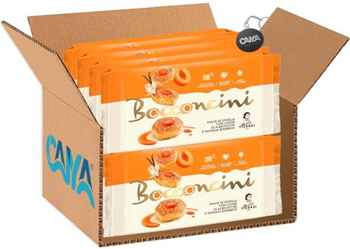 Matilde Vicenzi Bocconcini di Pasta Sfoglia con Cuore di Albicocche e Vaniglia Bourbon 90g [CAIYA® BOX da 8 Confezioni]