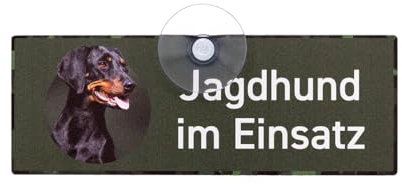 Bracke - Brandlbracke Schild - Jagdhund im Einsatz - Premiumschild mit extra starkem Haftsauger, Aluminiumverbund, fomstabil, UV- & witterungsbest., Maße 18 x 6,5cm - Made in Germany