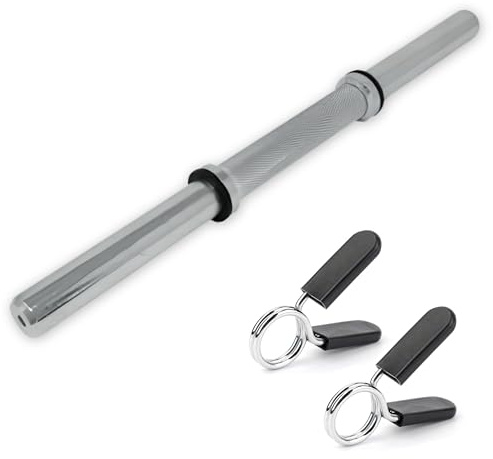 DONATIF Manubrio Palestra ø 25 mm in Acciaio con Ferma Dischi a Molle – Manubri Regolabili Componibili 40 cm 1,5 kg – Asta Manubrio per Dischi, Palestra e Home Gym