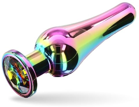Analplug aus Metall mit Kegel in Multicolor und Zierstein - Mittel - Lovelyness