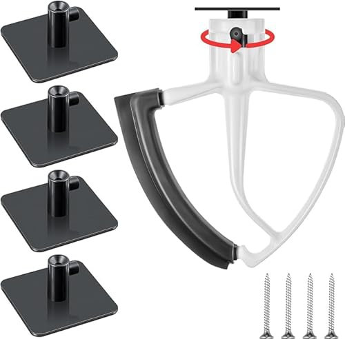 4 Pack Stand Mixer Attachment Holders, Food Mixer Accessories Hooks Compatible with Kitchenaid All Stand Mixer Attachment for Storing Flex Edge Beater, Egg Stirrer, Dough Hook, More Accessories (4)