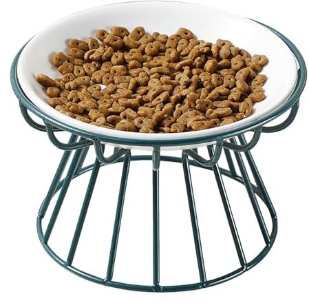 Cuencos elevados para gatos - Cuenco elevado de cerámica para gatos apto para bigotes,Cuenco para gatos con soporte de metal, plato elevado para gatitos, estación de alimentación de agua y comida para