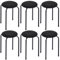 Liink1Ga 6er Set Tragbarer Stapelhocker Runder Barhocker Indoor Outdoor Hocker für Küche Balkon Garten Camping Angeln Grillen Bürohocker, 44 cm Hoher Weicher Flauschiger Sitz&Metallbeinen, Schwarz