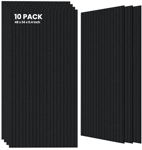 TO-TH Large Acoustic Panels Noise Reducing Sound Wall Panel 10 Pack, Black