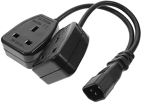 FELTECHELECTR Uk Power Cord Black Iec Cable Splitter Adapter for Monitors Computers Ups Systems
