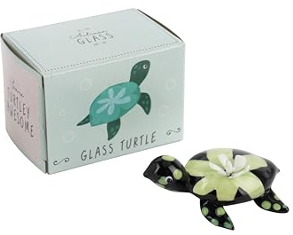 CGB Giftware | Artisan Glass Green Glass Turtle In Gift Box | Collectible | Glass Ornament | Turtle | GB08204