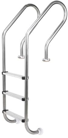Escalera For Piscina De 3 Peldaños De Acero Inoxidable For Piscina Enterrada, Fácil De Montar For Piscinas Interiores Y Exteriores.
