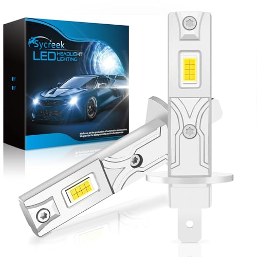 Sycreek Ampoule H1 LED,30000LM 1:1 Mini Size LED H1,Plug and Play,Remplacement de Phare Halogène de Voiture et Moto