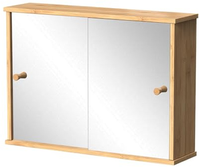 Vicco Armoire de Toilette Mireo, Bambou, 55x40cm avec 2 Portes coulissantes