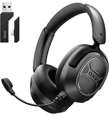 OXS Storm A2 kabelloses Gaming-Headset, Aktive Geräuschunterdrückung, 2,4 GHz Niedrige Latenz & Bluetooth 5.4, Duale EQ-Modi, 70 Stunden Akkulaufzeit, für PC, PS4, PS5, Switch und Handy, Schwarz