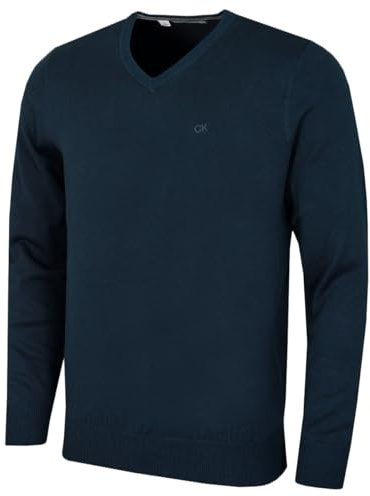 Calvin Klein Mens 2026 V-Neck Soft Cotton Easy Care Golf Sweater