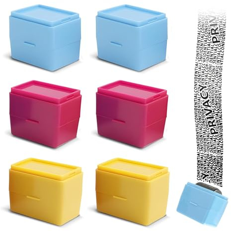 Datenschutz Rollstempel Set, 6 Stück Selbstfärbende Rollstempel in Bunt, Camouflage Design, Nachfüllbar, Schutz vor Identitätsdiebstahl, für Rechnungen, Kontoauszüge, Post und Mehr