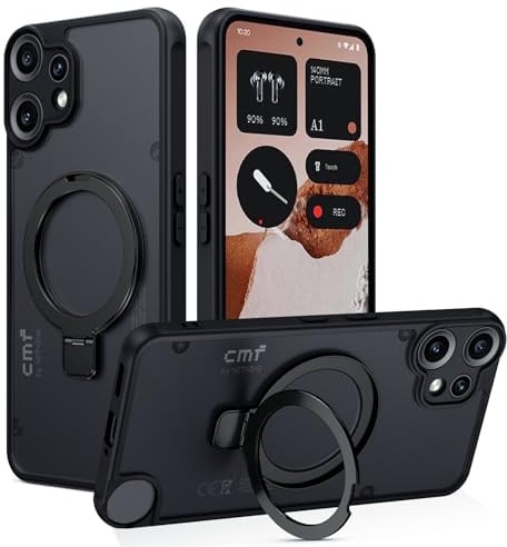 Telaso Magnetisch Ständer für Nothing CMF Phone 2 pro Hülle, Mattiert Handyhülle für Nothing CMF Phone 2 pro Case, Kompatibel mit MagSafe, Schutzhülle Cover Stoßfest und Sturzsichere, Schwarz
