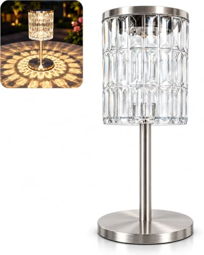 Gadgy Solarlaterne Außen Kristalloptik – LED Solar Tischlampe Garten | Kristalloptik Mit Warmweißem LED-Licht, Wetterfest, Solarbetrieben Und Ideal Für Garten, Balkon Oder Terrasse