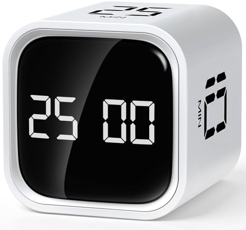 HAUSPROFI Timer Pomodoro Timer, Countdown 5|25|10|50 Minute, Schwerkraft-Timer, Küchentimer, Kurzzeitwecker Küche, Zeitmanagement-Tool, Kinder Adhs Hilfsmittel Arbeit Lernen Sport Kochen, Weiß