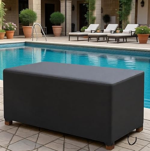 HNKDKJ Cover for Garden Furniture Waterproof 6 Seater Garden Table and Chairs Cover 325x200x85cm/LxWxH Black Heavy Duty Oxford Rectangular Windproof and Anti-UV Patio Table Cover with Drawstring
