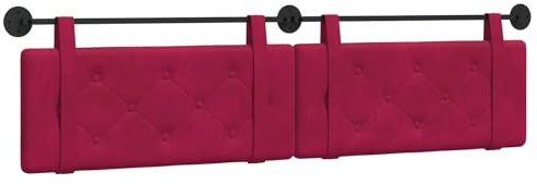 vidaXL Hängendes Kopfteil Weinrot Samt, Moderner rechteckiger Wand-Headboard aus Samt, bezogen mit Bändern, Knopfsteppung für entspannende Schlafzimmer-Deko