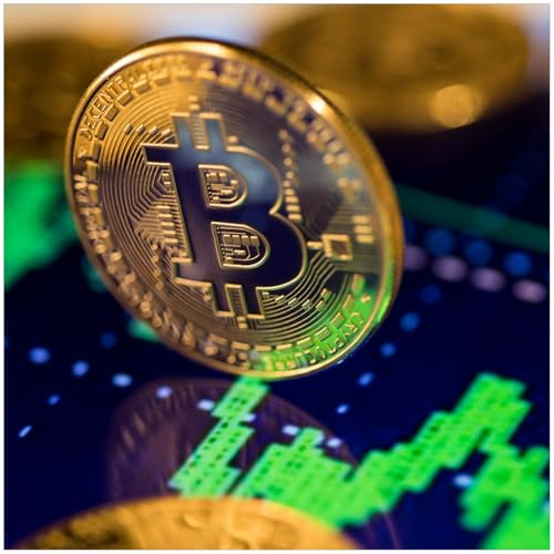 Wallario Memoboard aus Glas mit Motiv, Magnet-Tafel in 50 x 50 cm in Premium Qualität Bitcoin im Marktgeschehen