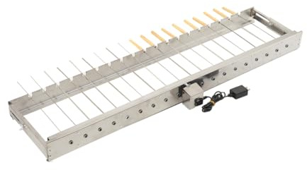 Cozyel Elektrischer Spiessdreher, Edelstahl Drehspieß Aufsatz mit 19 Spießen und Motor, Größenverstellbar (B) 100 x (T) 16-28 cm, mit Netzstecker und USB, Mangal Schaschlik, Drehspieß Rotisserie