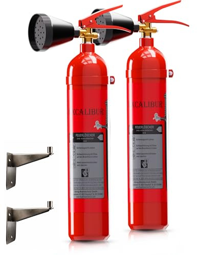 2er-Paket - Excalibur | 2 kg CO2 Feuerlöscher DIN EN 3 | Geeignet für die Brandklassen - B Zertifiziert | 2LE | inkl. Wandhalterung & Instandhaltungsnachweis/Marke:König Brandschutz (2)