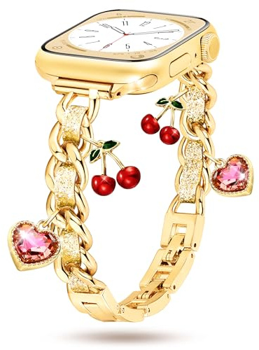 Aniaboho Extrem Fein Band Kompatibel mit Apple Watch Armband für Damen, 38mm 40mm 41mm 42mm 44mm 45mm 46mm 49mm,Kettenanhänger Anhänger iWatch Armband für Apple Watch SE 3 2 1,Series 11 10 9 8 7 6 5 4