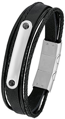 s.Oliver Herren-Armband 20+1,5 cm geflochten Edelstahl Leder 21.5 cm - 2015063