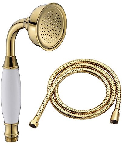Pommeau de douche Ownace en forme de combiné de téléphone, en laiton de haute qualité pour salle de bain traditionnelle et classique - avec tuyau flexible de douche de 1,5 m, Laiton