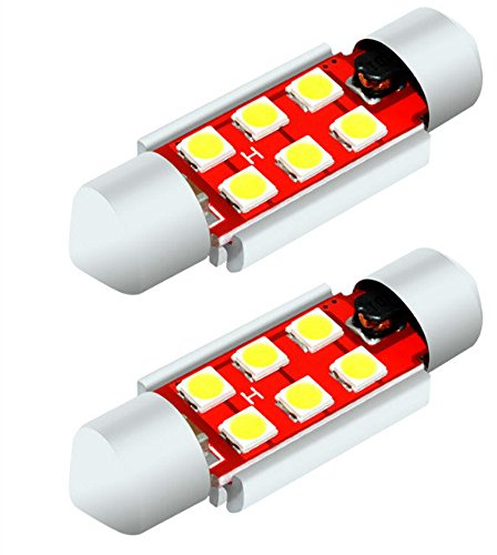 MCK Auto 36mm 6SMD 3030 Festoon Xenon White LED Number Plate Canbus Light Bulbs License Bulbs EB4R7