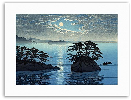 Wee Blue Coo LANDSCAPE JAPAN FUTAGO ISLAND KAWASE HASUI MOON Nature Canvas art Prints