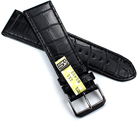 24mm / 22mm ECHT Louisiana schwarz Uhrband Band Germany Alligator Strap KROKOBAND 24/22 B200