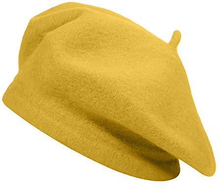 ZLYC Frauen Klassische Der Französische Künstler Baskenmütze Barett (Gelb),Einheitsgröße