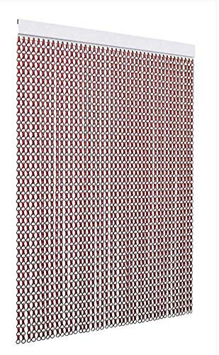 TENDAGGIMANIA Rideau Anti Moustique en Aluminium Anticorrosion - Couleur Rouge - Taille L.120 x H.200 CM -Rideau de Porte Anti Mouche Modele Chaîne pour Extérieure/Intérieure Personnalisable