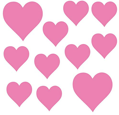 kleb-Drauf® | 11 Herzen | Rosa - glänzend | Autoaufkleber Autosticker Decal Aufkleber Sticker | Auto Car Motorrad Fahrrad Roller Bike | Deko Tuning Stickerbomb Styling Wrapping