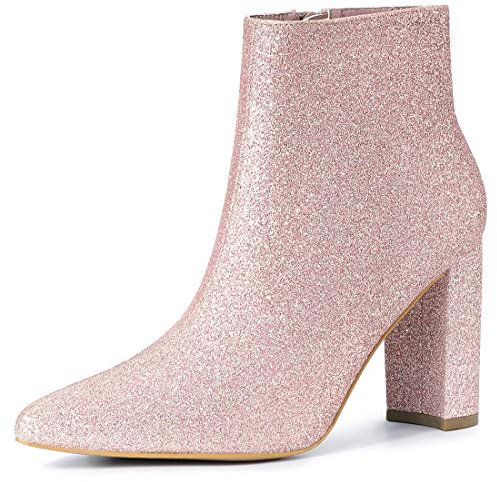 Allegra K - Stivaletti da donna con punta glitterata, Rosa (Mocassini eleganti da donna), 36.5 EU