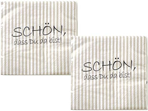 40 Stück Servietten Spruch Schön, dass du da bist Papierservietten Tischdekoration Feier Geburtstag (Schön dass du da bist)