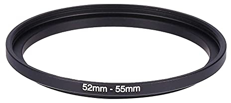 Akozon 52mm-55mm Step Up Filteradapter Adapter Ring, Fotografie Step Up Ringe Step Up Ringe Metalllinse Filterring Adapter Schwarz für Filter, Adapter, Objektive Hauben