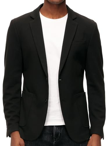 PJ PAUL JONES Lässiger Herren-Blazer mit Zwei Knöpfen, leicht, ungefüttert, Sportmantel, Schwarz, L