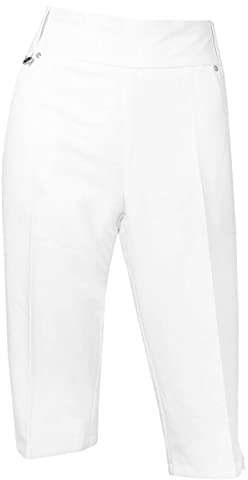 Island GREEN Womens 4 Way Stretch Bermuda Shorts - White - L (UK 16-18)