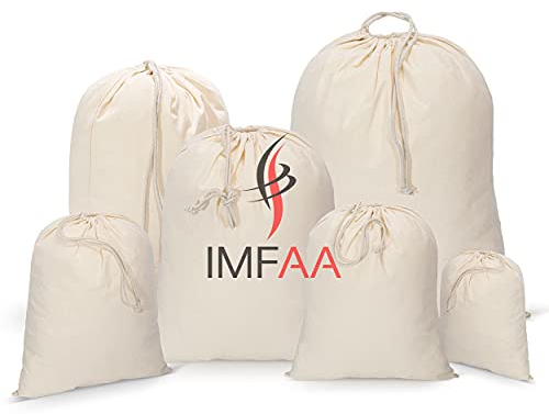 IMFAA Small(25x30) Drawstring Laundry Sack, Stocking, Storage, Muslin 100% Cotton Shopping Bags. (Pack-1, Natural)