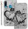 Ailisi Handyhülle für Huawei P30 Lite (6,15 Zoll), Blume Liebe Herz Muster Marmor PU Leder Klapphüllen Schutzhülle Brieftasche Handytasche Etui Magnetisch Flip Cover Case - Schwarz