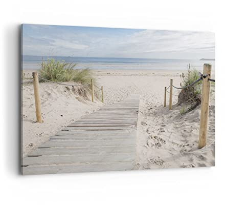 ARTTOR Bilder auf Leinwand 120x80cm Wandbild Landschaften Maritim - 4188 | Strand Düne Eintrag Groß XXL Wanddekoration Wohnzimmer Schlafzimmer Wanddeko Wand Kunstdruck Wandkunst Wall Decor ARTTOR