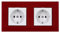 Voxura Concept Art+ Komplett Set 2x Schuko Steckdose Weiß + 2-fach Acrylglas Rahmen 50x50mm Rot