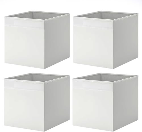 HSD Cube Storage Boxes Foldable Fabric Storage Organizer Boxes for Shelving Unit for Home, Office Use, Bedroom, Nursery, Wardrobe, Toys Best Gift For Children's, 33x38x33 CM (4 Pack, White)