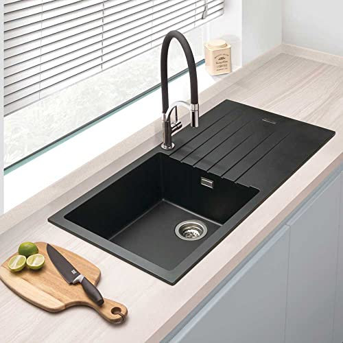 Cookology Sienna Granite Composite Kitchen Sink and Drainer - Black