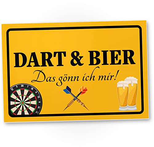 DankeDir! Dart & Bier - 30 x 20 cm Schild - Geschenk Dartspieler Party lustiger Spruch für ihn JGA Männer - Alkohol Geburtstagsdeko Geburtstagskgeschenk Geschenkidee Partydeko Dartfans