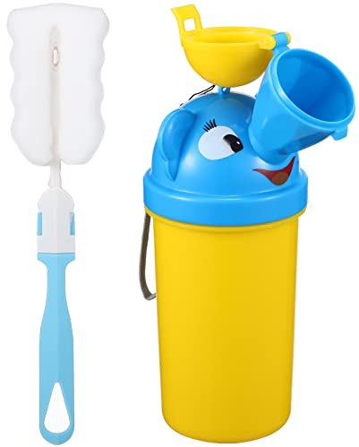 Gadpiparty Tragbares Baby- Kindertöpfchen Notfall- Urinal- Toilettentöpfchen mit Bürste Cartoon- Elefant Reise- Urinal- Nottoilettentöpfchen Töpfchen- Training für Kinder Kleinkinder Jungen