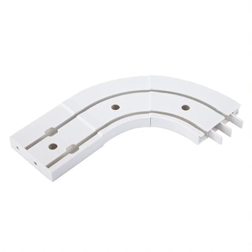 Mardom Rundbögen mit Endstück (2 Stk) - für Gardinenschiene 2-läufig und Vorhangschiene - aus PVC - mit 6x Profilkappe und 4x Stopper - Weiß Montageset