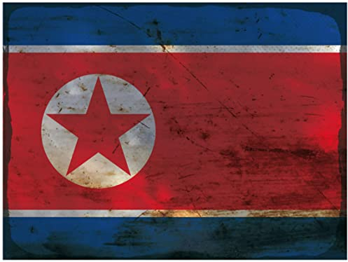 Blechschild 30x40cm gewölbt Flagge Nordkorea North Korea Rost Deko Geschenk Schild