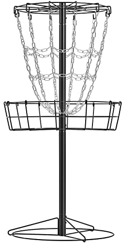 Yaheetech Disc Golf Basket Portable Disc Golf Practice Set w/Basket Target and Double Steel Chains for Outdoor Black